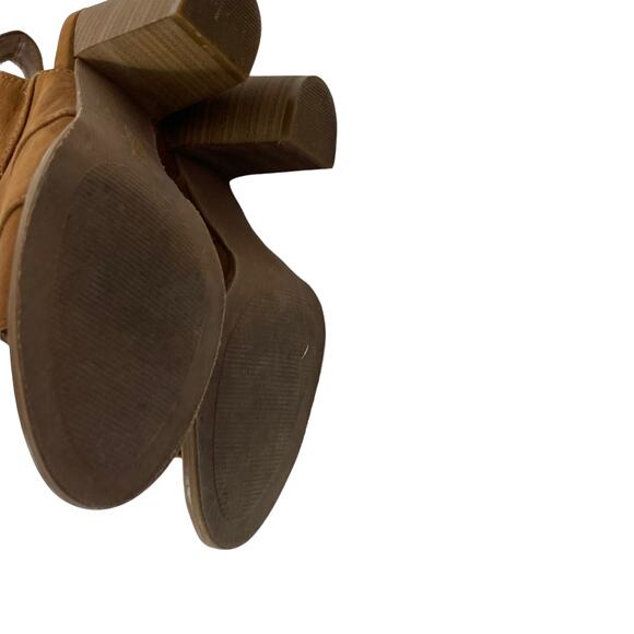 Kenneth Cole Reaction Size 7  Brown‎ Leather Lace Up Tie Chunky Heels - Picture 8 of 9